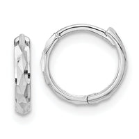 14K White Gold Madi K Hinged Diamond Cut Hoop Earrings-GK1160