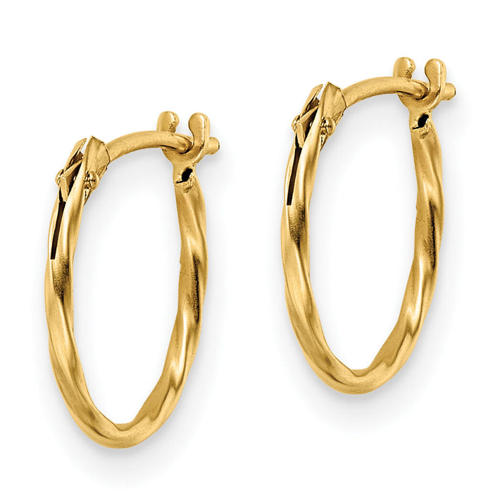 14K Madi K Polished Twisted Hinged Hoop Earrings-GK1162