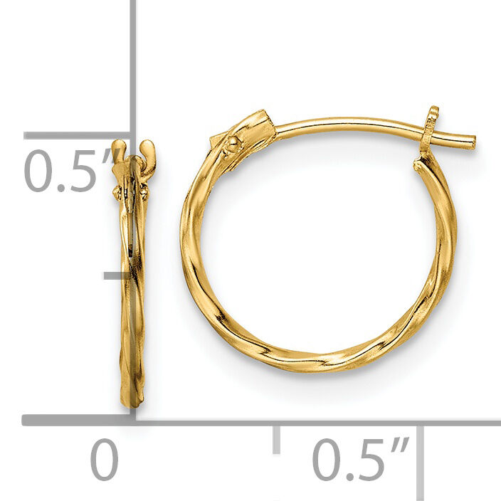 14K Madi K Polished Twisted Hinged Hoop Earrings-GK1162