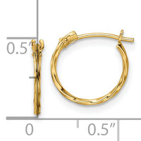 14K Madi K Polished Twisted Hinged Hoop Earrings-GK1162