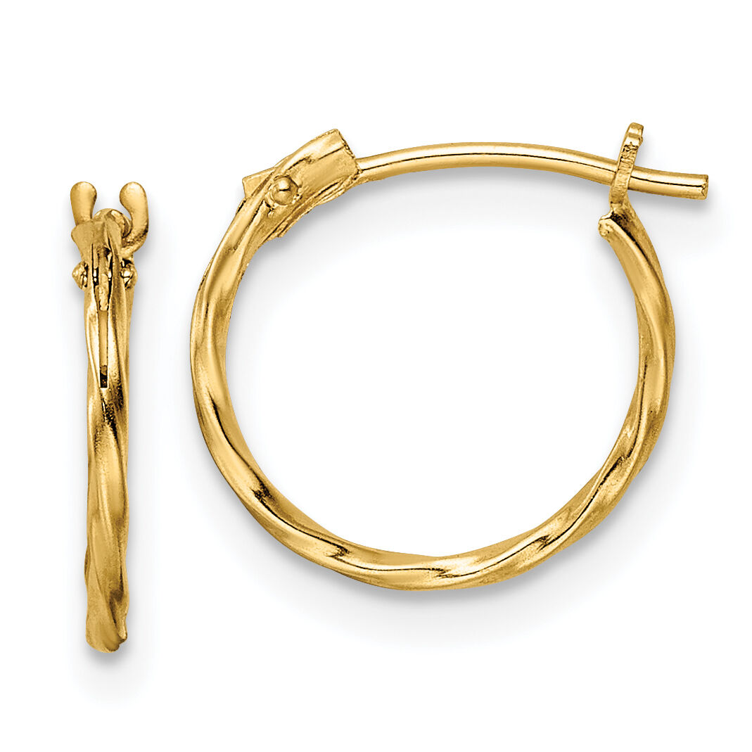 14K Madi K Polished Twisted Hinged Hoop Earrings-GK1162