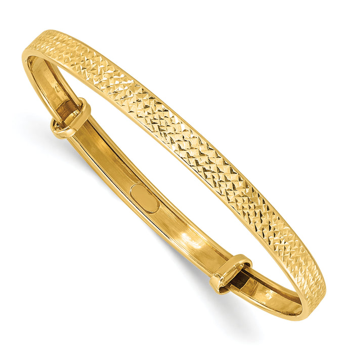 14K Polished Diamond-cut flexible Baby Bangle-GK1164