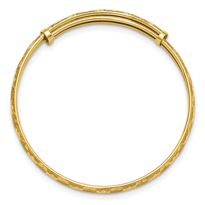 14K Polished Satin and Diamond-cut Adjustable Baby Bangle-GK1165