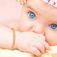 14K Polished Satin and Diamond-cut Adjustable Baby Bangle-GK1165