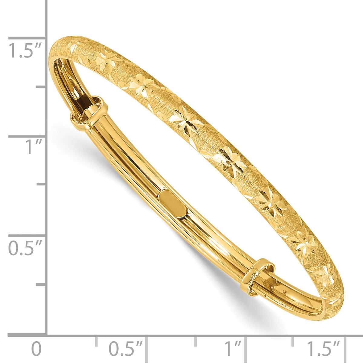 14K Polished Satin and Diamond-cut Adjustable Baby Bangle-GK1165