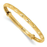 14K Polished Satin and Diamond-cut Adjustable Baby Bangle-GK1165