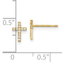 14k Madi K Polished CZ Cross Post Earrings-GK1168