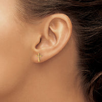 14k Madi K Polished CZ Cross Post Earrings-GK1169