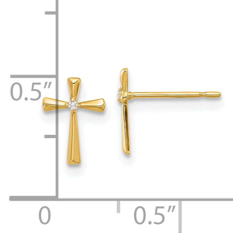 14k Madi K Polished CZ Cross Post Earrings-GK1169