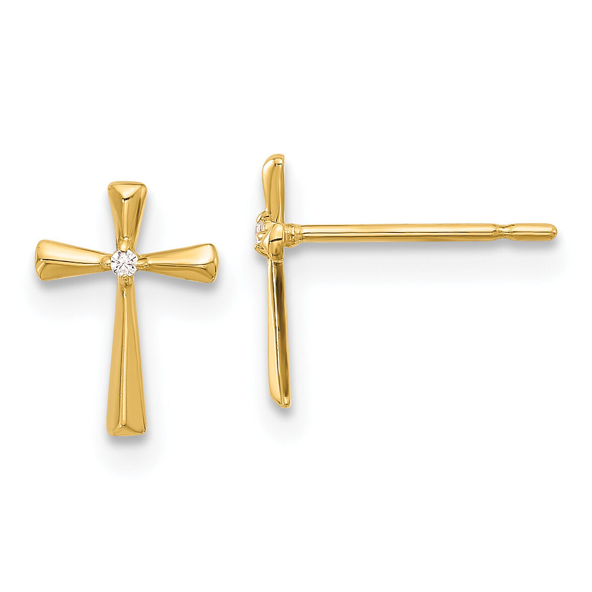 14k Madi K Polished CZ Cross Post Earrings-GK1169
