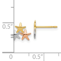 14k Madi K with Rose and White Rhodium Polished Stars Post Earrings-GK1173
