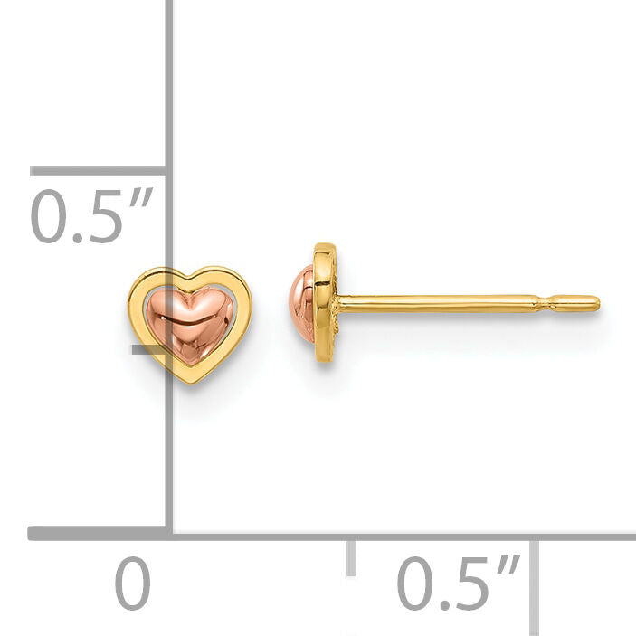14k Madi K Two-Tone Polished Heart Post Earrings-GK1177