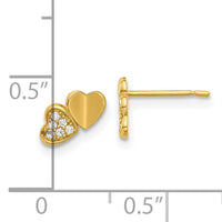 14k Madi K Polished CZ Double Hearts Post Earrings-GK1178