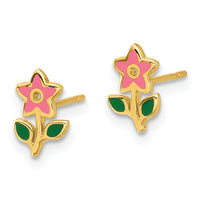 14k Madi K Polished Enameled Flower Post Earrings-GK1180