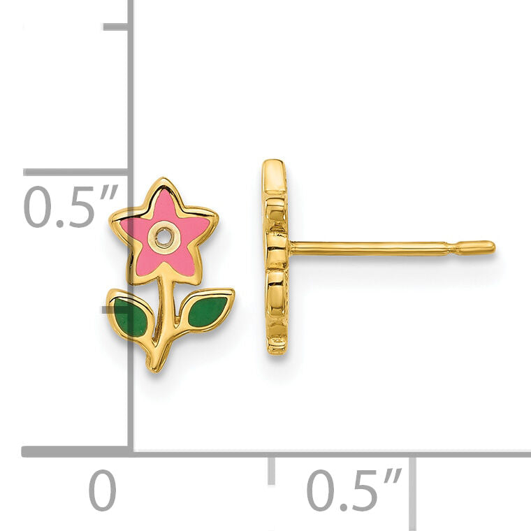 14k Madi K Polished Enameled Flower Post Earrings-GK1180