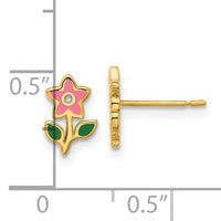 14k Madi K Polished Enameled Flower Post Earrings-GK1180
