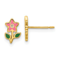 14k Madi K Polished Enameled Flower Post Earrings-GK1180