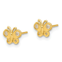 14k Madi K Polished CZ Butterfly Post Earrings-GK1183