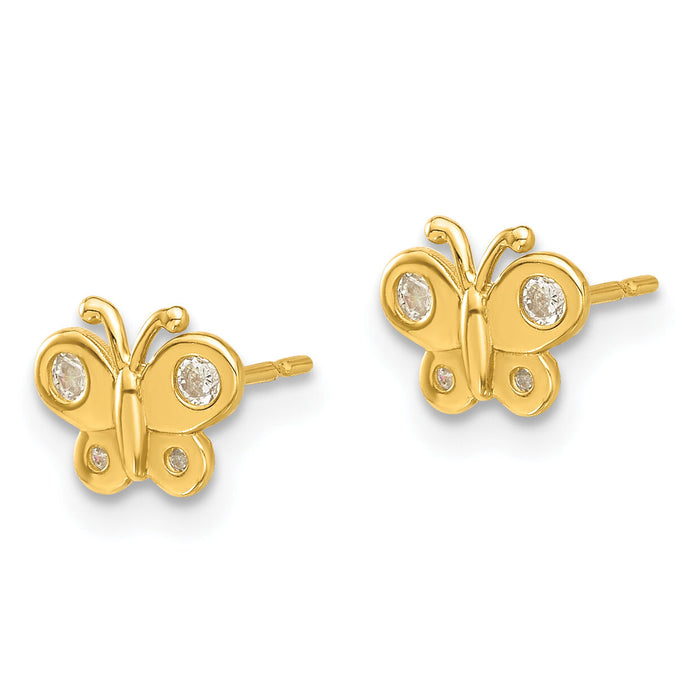 14k Madi K Polished CZ Butterfly Post Earrings-GK1183