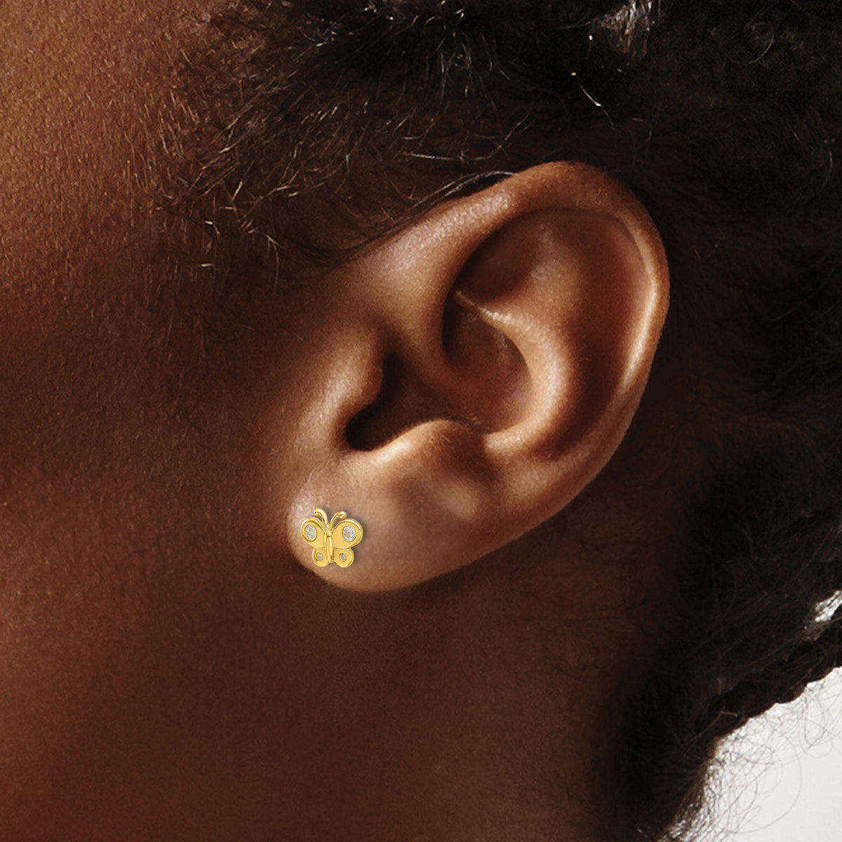 14k Madi K Polished CZ Butterfly Post Earrings-GK1183