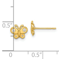 14k Madi K Polished CZ Butterfly Post Earrings-GK1183