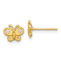 14k Madi K Polished CZ Butterfly Post Earrings-GK1183