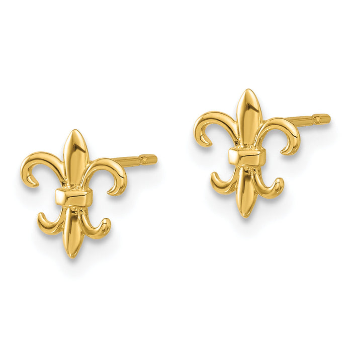14k Madi K Polished Fleur de Lis Post Earrings-GK1187