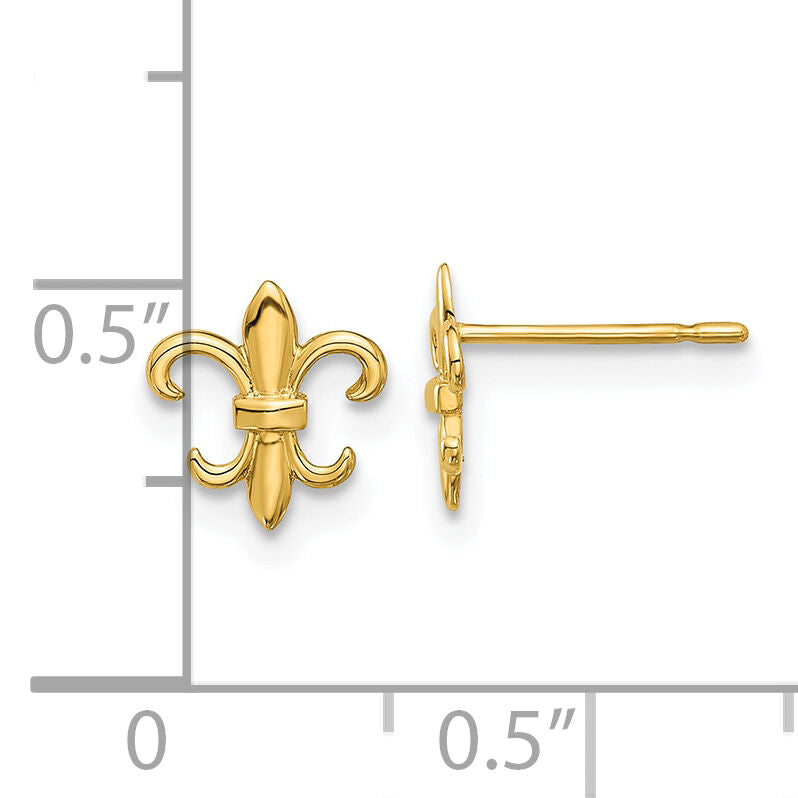 14k Madi K Polished Fleur de Lis Post Earrings-GK1187