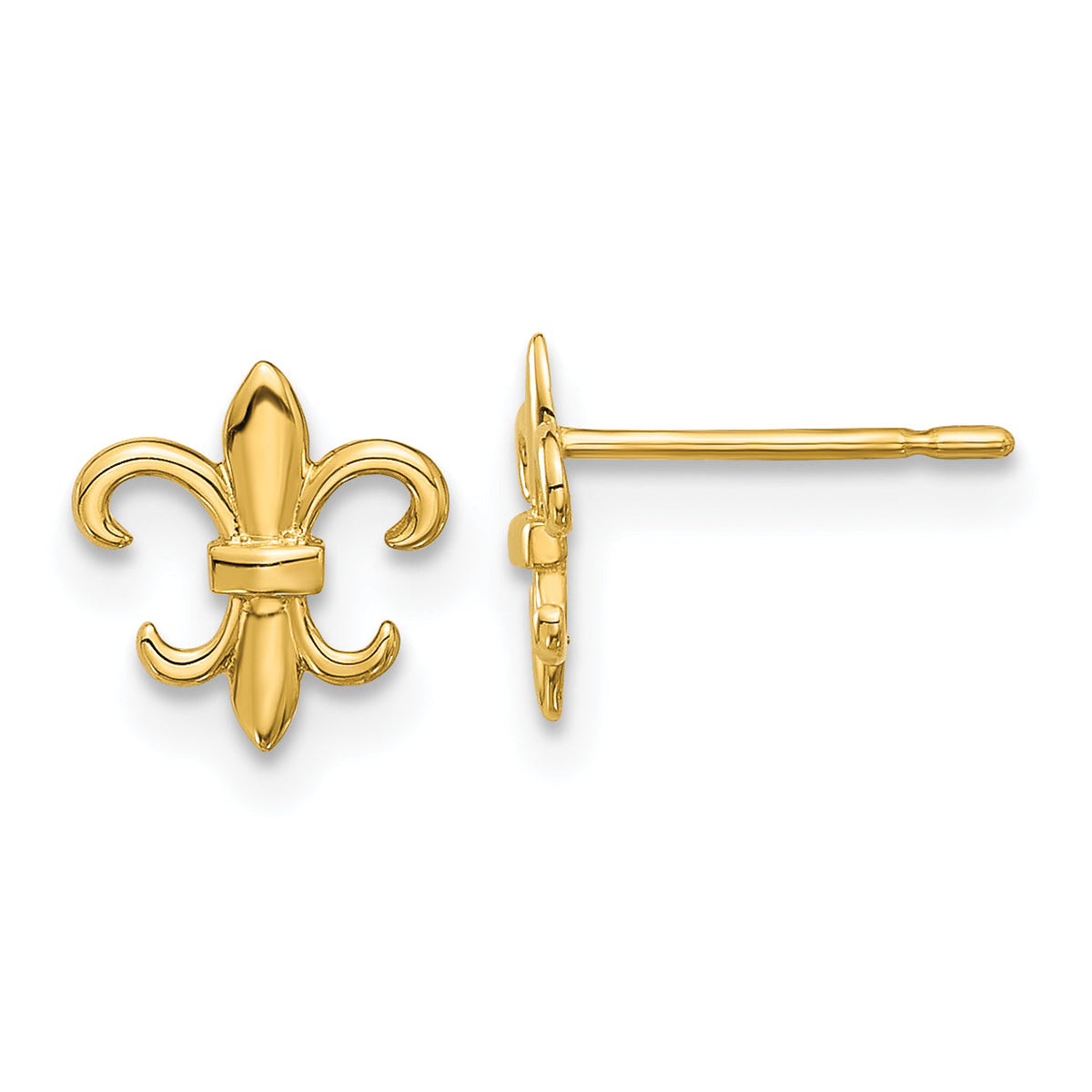 14k Madi K Polished Fleur de Lis Post Earrings-GK1187
