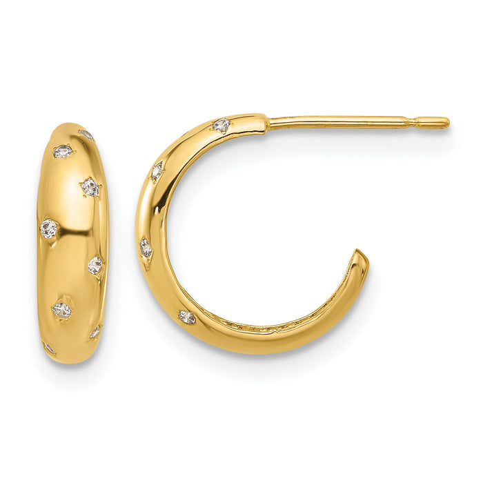 14k Madi K Polished CZ Post Hoop Earrings-GK1192