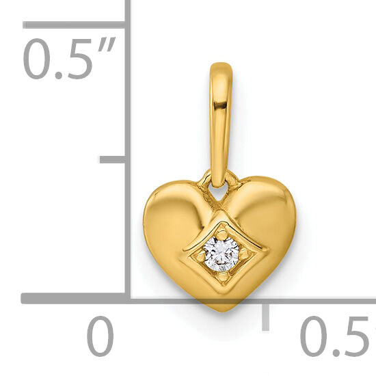 14k Madi K Polished CZ Heart Pendant-GK1194