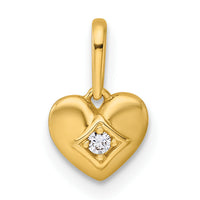 14k Madi K Polished CZ Heart Pendant-GK1194