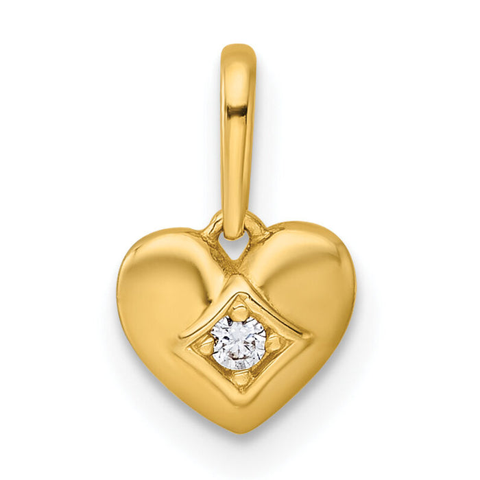 14k Madi K Polished CZ Heart Pendant-GK1194