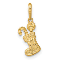14k Madi K Polished Red/White Epoxy Christmas Stocking Pendant-GK1195