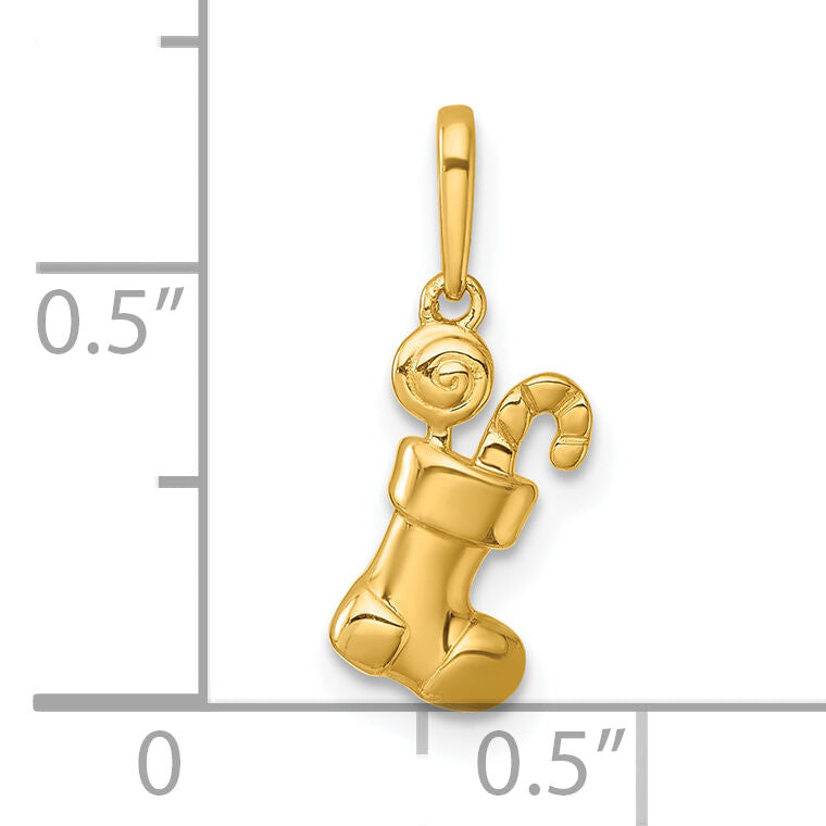 14k Madi K Polished Stocking with Candy Pendant-GK1198
