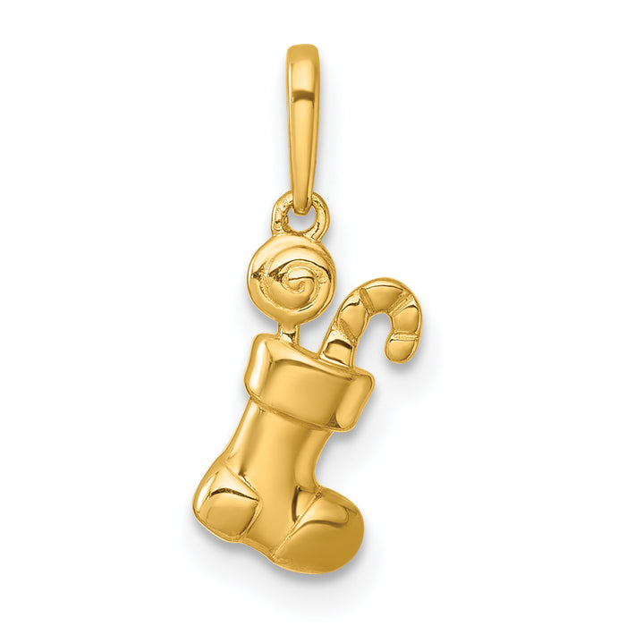 14k Madi K Polished Stocking with Candy Pendant-GK1198