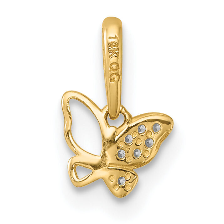 14k Madi K Polished CZ Butterfly Pendant-GK1199