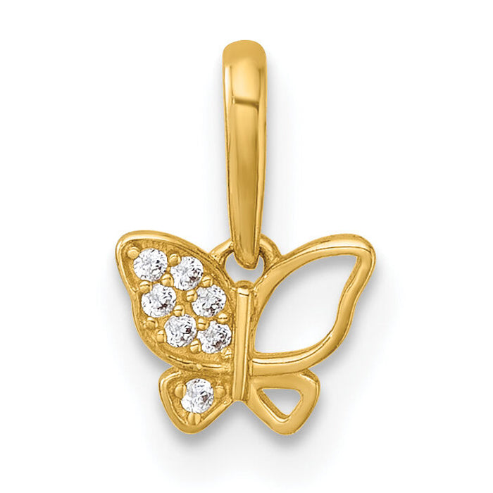 14k Madi K Polished CZ Butterfly Pendant-GK1199