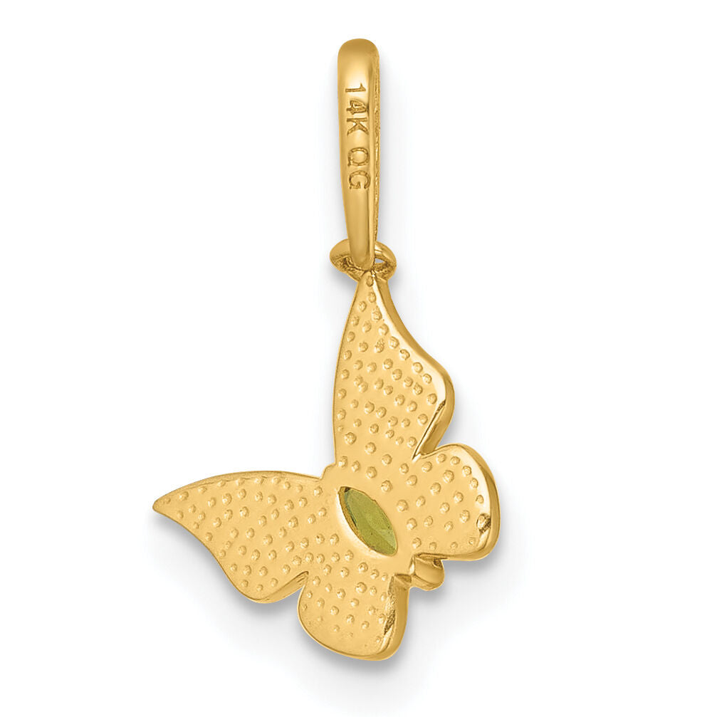 14k Madi K Polished White Enamel and CZ Butterfly Pendant-GK1200