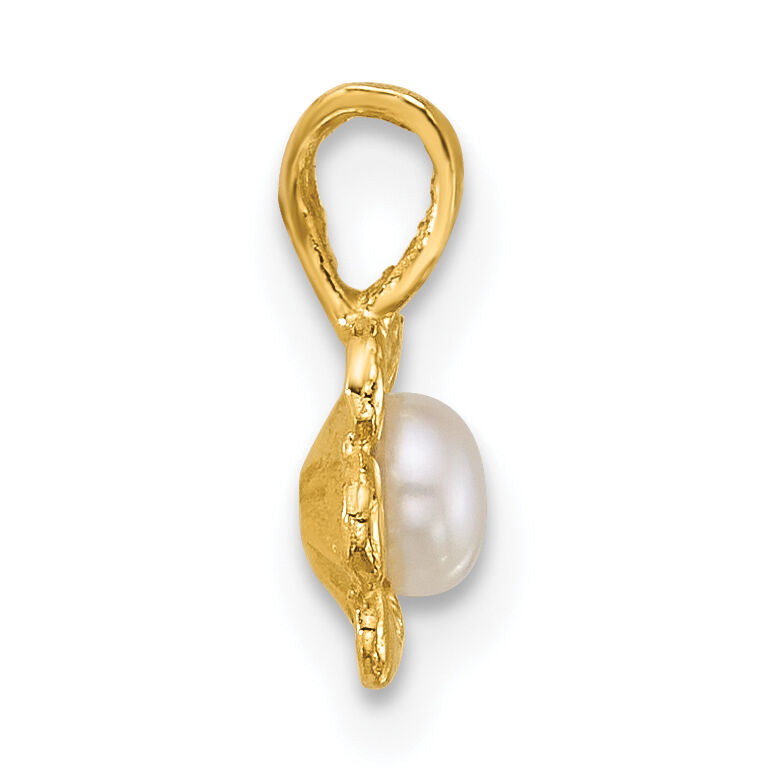 14k Madi K 3-4mm Button Freshwater Cultured Pearl Flower Pendant-GK1201