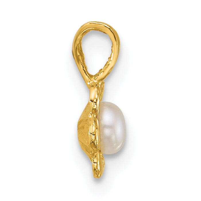 14k Madi K 3-4mm Button Freshwater Cultured Pearl Flower Pendant-GK1201