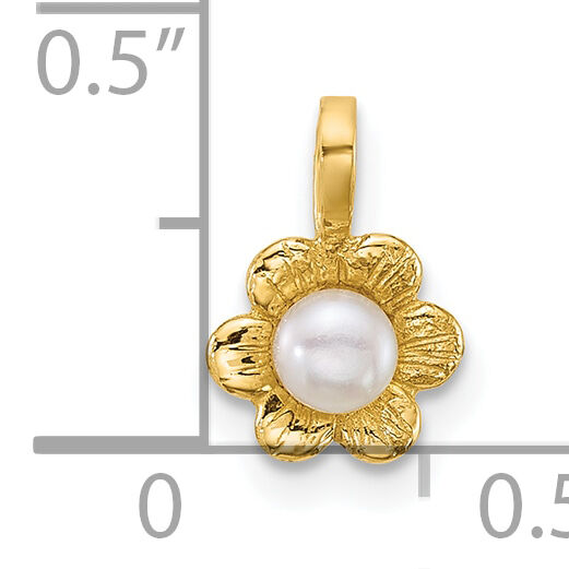 14k Madi K 3-4mm Button Freshwater Cultured Pearl Flower Pendant-GK1201