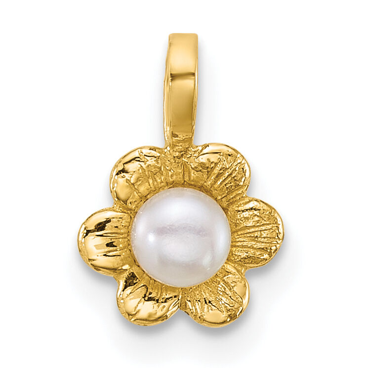 14k Madi K 3-4mm Button Freshwater Cultured Pearl Flower Pendant-GK1201
