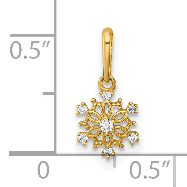 14k Madi K Polished CZ Snowflake Pendant-GK1203