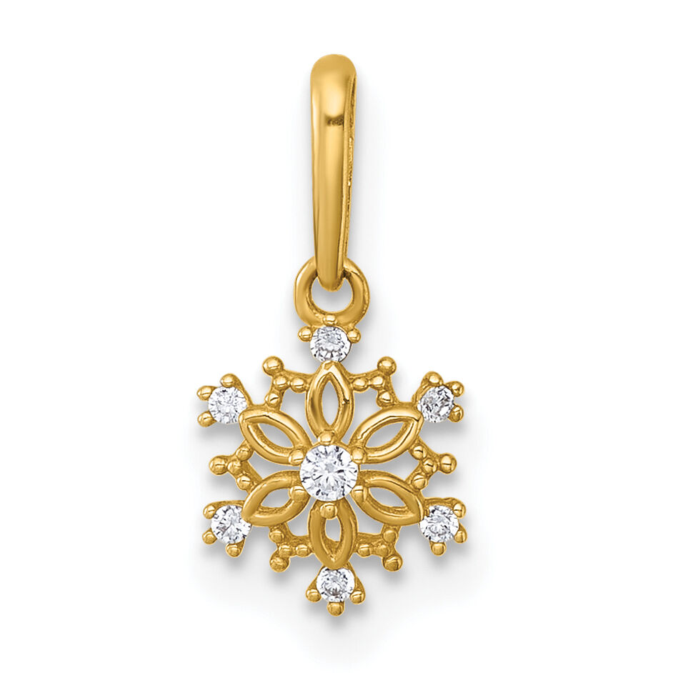 14k Madi K Polished CZ Snowflake Pendant-GK1203