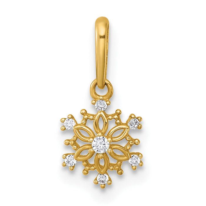 14k Madi K Polished CZ Snowflake Pendant-GK1203