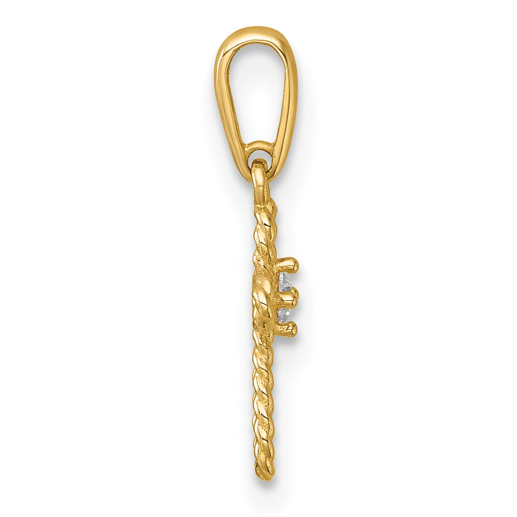 14k Madi K Polished and Twisted Fancy CZ Cross Pendant-GK1205