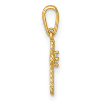 14k Madi K Polished and Twisted Fancy CZ Cross Pendant-GK1205