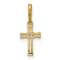 14k Madi K Polished and Beaded CZ Open Cross Pendant-GK1206
