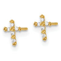 14k Madi K Polished CZ Cross Post Earrings-GK1208